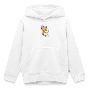 Guépard avec oreiller et bonnet de couchage - Sweat Premium à capuche enfant bio - blanc - Devant - AI Model Kid Female (0cm)