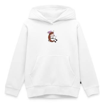 Bœuf avec oreiller et bonnet de couchage - Sweat Premium à capuche enfant bio - blanc - Devant - AI Model Kid Female (0cm)