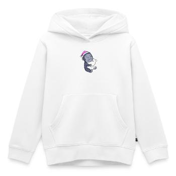 Gorille avec oreiller et bonnet de couchage - Sweat Premium à capuche enfant bio - blanc - Devant - AI Model Kid Female (0cm)