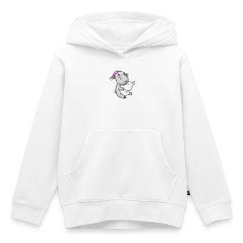 Chèvre avec oreiller et bonnet de couchage - Sweat Premium à capuche enfant bio - blanc - Devant - AI Model Kid Female (0cm)