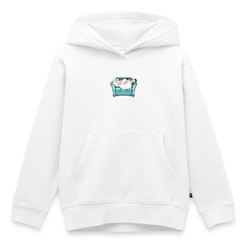 Lit de sommeil de mouton fatigué allongé dehors dormant dehors - Sweat Premium à capuche enfant bio - blanc - Devant - AI Model Kid Female (0cm)