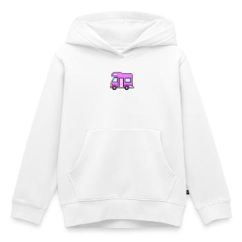 Camping Wagen Rosa Damen - Kinder Premium Organic Hoodie - Weiß - Vorne - AI Model Kid Female (0cm)