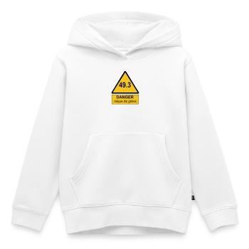 49.3 danger - Sweat Premium à capuche enfant bio - blanc - Devant - AI Model Kid Female (0cm)