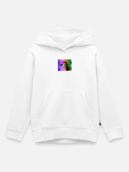 Art Olieverf Kleurrijk Oog - Kinder Premium hoodie biologisch - wit