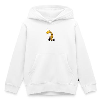 Giraffe rides a bike - Kids Premium Organic Hoodie - white - Front - AI Model Kid Female (0cm)