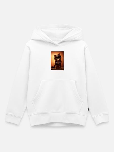 Katze Steampunk Style - Kinder Premium Organic Hoodie - Weiß