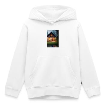Charmante cabane au bord du lac - Sweat Premium à capuche enfant bio - blanc - Devant - AI Model Kid Female (0cm)