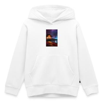 Charmante cabane au bord du lac - Sweat Premium à capuche enfant bio - blanc - Devant - AI Model Kid Female (0cm)