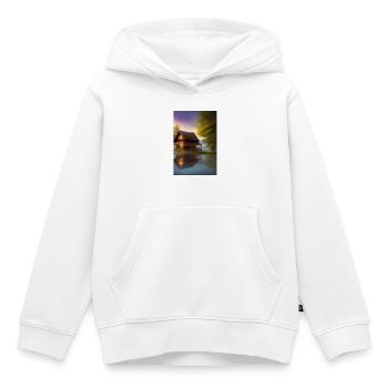 Charmante cabane au bord du lac - Sweat Premium à capuche enfant bio - blanc - Devant - AI Model Kid Female (0cm)