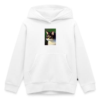 Image du chat - Sweat Premium à capuche enfant bio - blanc - Devant - AI Model Kid Female (0cm)