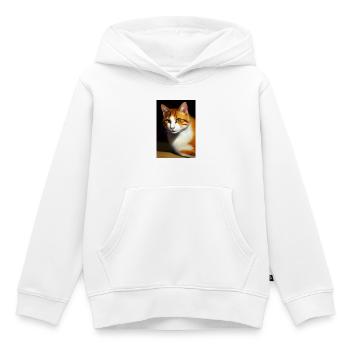 Image du chat - Sweat Premium à capuche enfant bio - blanc - Devant - AI Model Kid Female (0cm)