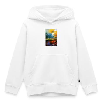 Peinture d’art - Sweat Premium à capuche enfant bio - blanc - Devant - AI Model Kid Female (0cm)