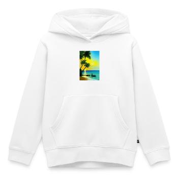 Karibik Palmen Strand - Kinder Premium Organic Hoodie - Weiß - Vorne - AI Model Kid Female (0cm)