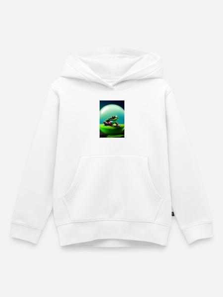 Bunter Frosch - Kinder Premium Organic Hoodie - Weiß