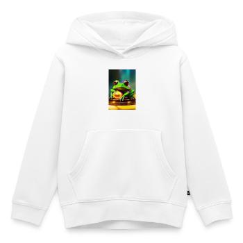 Frosch mit Gold Kugel - Kinder Premium Organic Hoodie - Weiß - Vorne - AI Model Kid Female (0cm)