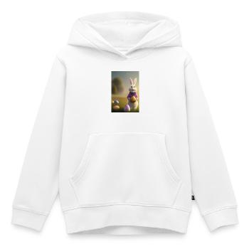 Lapin de Pâques avec œufs de Pâques - Sweat Premium à capuche enfant bio - blanc - Devant - AI Model Kid Female (0cm)
