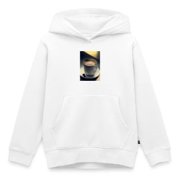 Café, grains de café - Sweat Premium à capuche enfant bio - blanc - Devant - AI Model Kid Female (0cm)