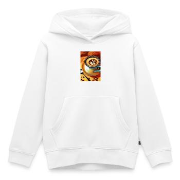 Café, grains de café - Sweat Premium à capuche enfant bio - blanc - Devant - AI Model Kid Female (0cm)