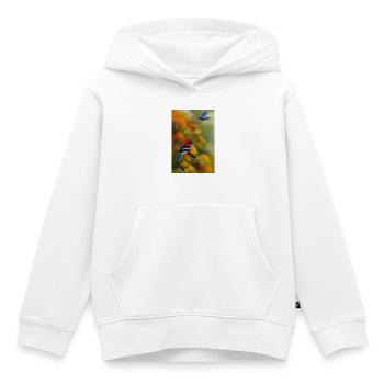 Bird on branch - Kids Premium Organic Hoodie - white - Front - AI Model Kid Female (0cm)