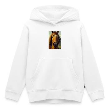 Pferdekopf Öl Malerei - Kinder Premium Organic Hoodie - Weiß - Vorne - AI Model Kid Female (0cm)