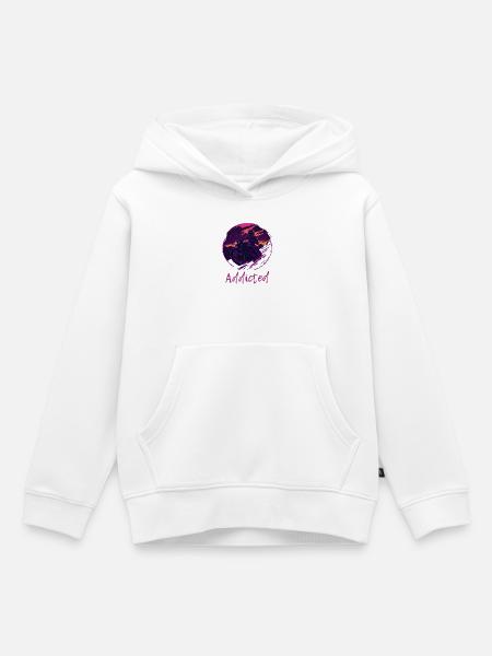 Synthwave Motorcycle Addicted - Kinder Premium Organic Hoodie - Weiß