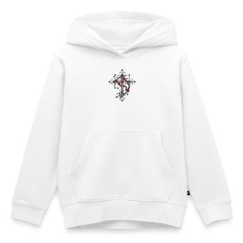 Kreuz aus gotischen Elementen und Rosenkranz - Kinder Premium Organic Hoodie - Weiß - Vorne - AI Model Kid Female (0cm)
