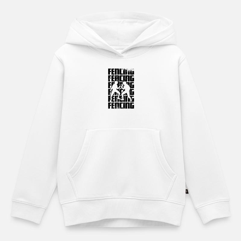Escrime - Sweat Premium à capuche enfant bio - blanc