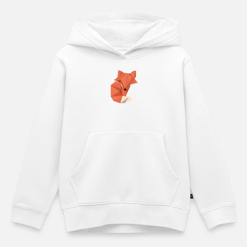 Origami Renard - Sweat Premium à capuche enfant bio - blanc