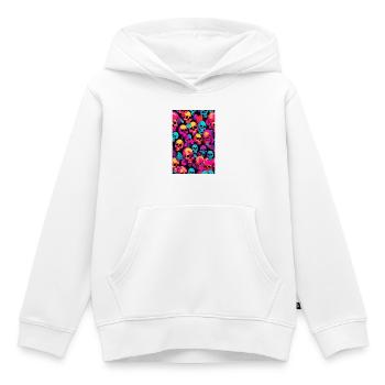 Crânes de néon - Sweat Premium à capuche enfant bio - blanc - Devant - AI Model Kid Female (0cm)