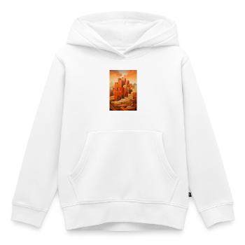 Paysage de Désert, village du désert - Sweat Premium à capuche enfant bio - blanc - Devant - AI Model Kid Female (0cm)