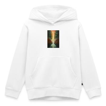 Waldlandschaft im geometrischen Stil - Kinder Premium Organic Hoodie - Weiß - Vorne - AI Model Kid Female (0cm)