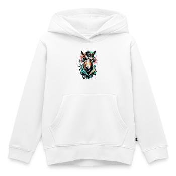 Cheval - Équestre - Galop Race De Cheval Coloré - Sweat Premium à capuche enfant bio - blanc - Devant - AI Model Kid Female (0cm)
