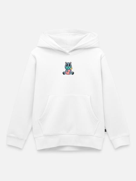 Baby Nilpferd Motiv - Kinder Premium Organic Hoodie - Weiß