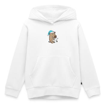 Wildschwein mit Kissen und Schlafmütze - Kinder Premium Organic Hoodie - Weiß - Vorne - AI Model Kid Female (0cm)