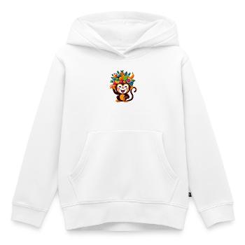 Singe - Sweat Premium à capuche enfant bio - blanc - Devant - AI Model Kid Female (0cm)