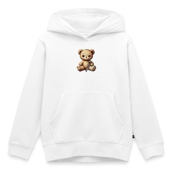Teddy comme pansement de consolation - jouet câlin avec une jambe en plâtre - Sweat Premium à capuche enfant bio - blanc - Devant - AI Model Kid Female (0cm)