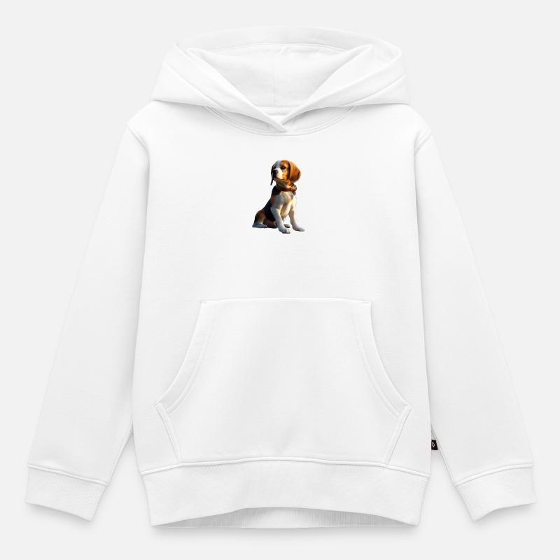 Beagle Chiot Beagles Chien mignon Beagle anglais - Sweat Premium à capuche enfant bio - blanc