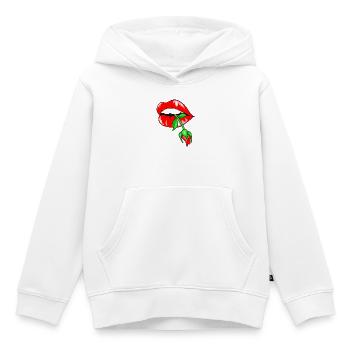 Kussmund mit Rose - Kinder Premium Organic Hoodie - Weiß - Vorne - AI Model Kid Female (0cm)
