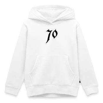 70. 70 ANS. 70e ANNIVERSAIRE. ANNIVERSAIRE 70 ANS. - Sweat Premium à capuche enfant bio - blanc - Devant - AI Model Kid Female (0cm)