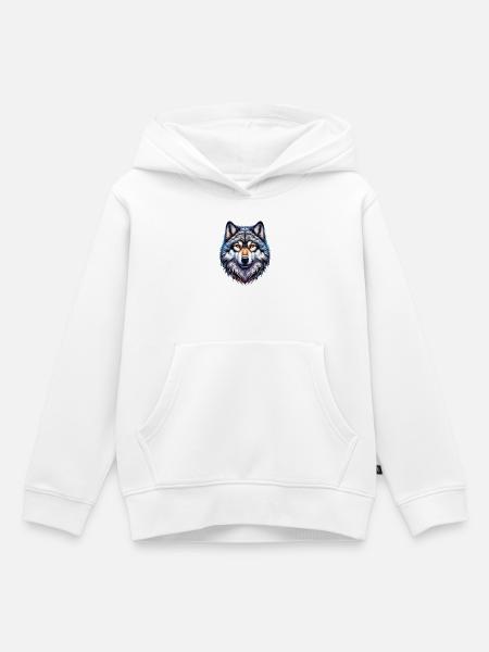 Wolf - Kinder Premium Organic Hoodie - Weiß