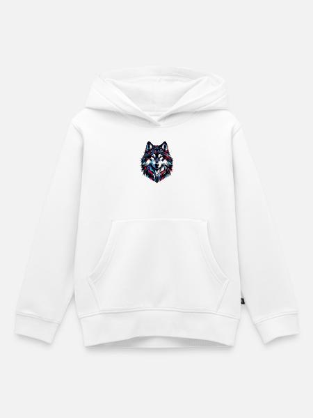 Wolf - Kinder Premium Organic Hoodie - Weiß