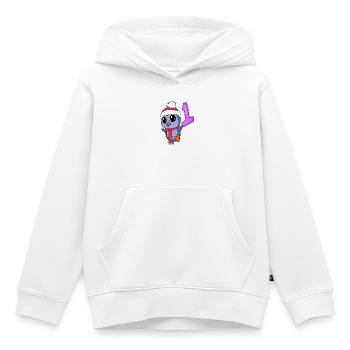 Numéro 1 Numéro Un - Motif Pingouin - Sweat Premium à capuche enfant bio - blanc - Devant - AI Model Kid Female (0cm)