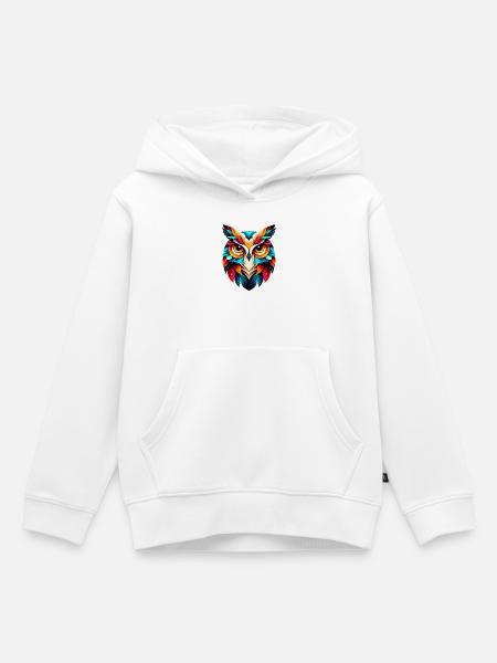 Eule - Kinder Premium Organic Hoodie - Weiß
