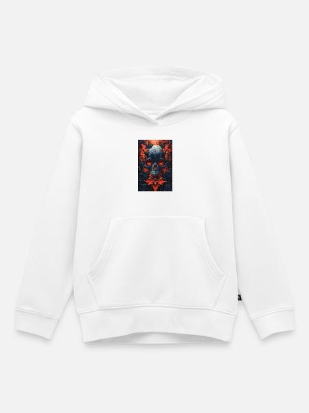 Blutrote Blüten Schädelkunst - Kinder Premium Organic Hoodie - Weiß