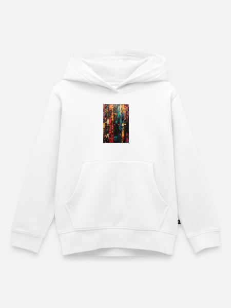 Farbige Schädel-Panel-Kunst - Kinder Premium Organic Hoodie - Weiß