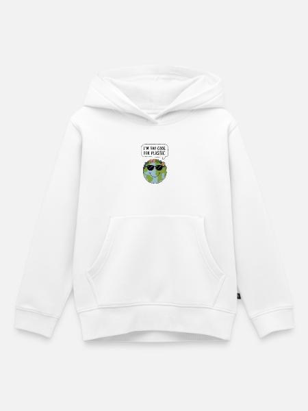 Too Cool for Plastic - Kinder Premium Organic Hoodie - Weiß