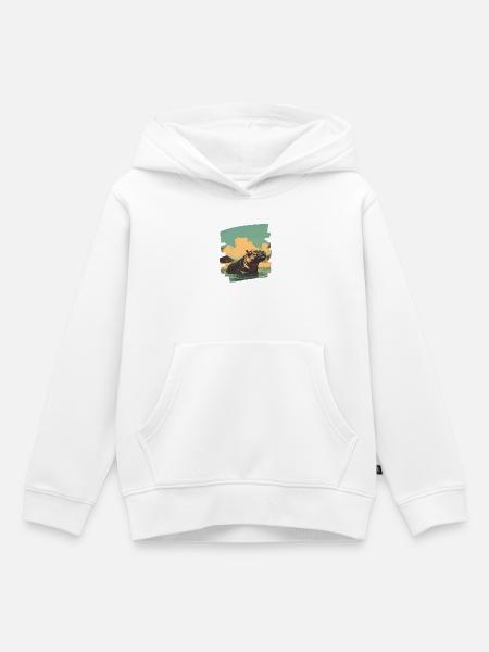 Nilpferd Retro - Kinder Premium Organic Hoodie - Weiß