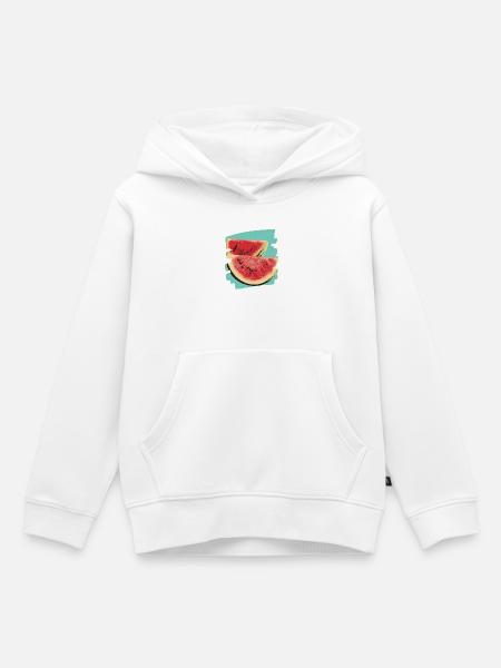 Wassermelone - Kinder Premium Organic Hoodie - Weiß