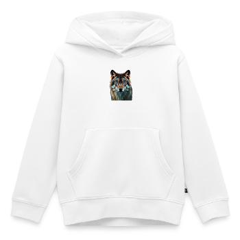 Le Regard Saphir : Portrait Intense d'un Loup - Sweat Premium à capuche enfant bio - blanc - Devant - AI Model Kid Female (0cm)