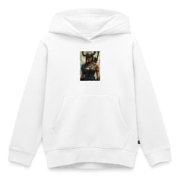 Wikingerfrau Illustration Poster - Kinder Premium Organic Hoodie - Weiß - Vorne - AI Model Kid Female (0cm)
